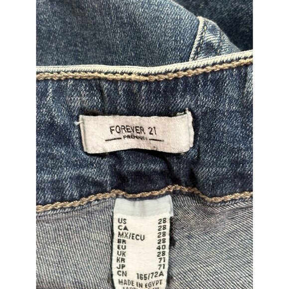 Forever 21 Womens High-Waisted Flared Blue Denim Jeans With Side Zipper - Picture 3 of 8